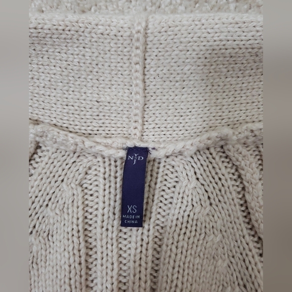 NYDJ Chunky Open Front Cardigan Sweater Womens Size XS Wool Blend Beige. - Picture 4 of 11